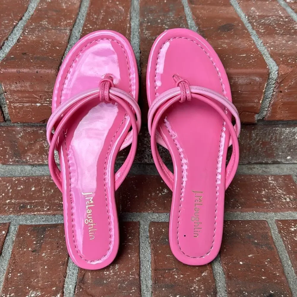 J. McLaughlin Caitlin Sandals Women's 7 Pink Two Tone Flip Flop Thong Slides